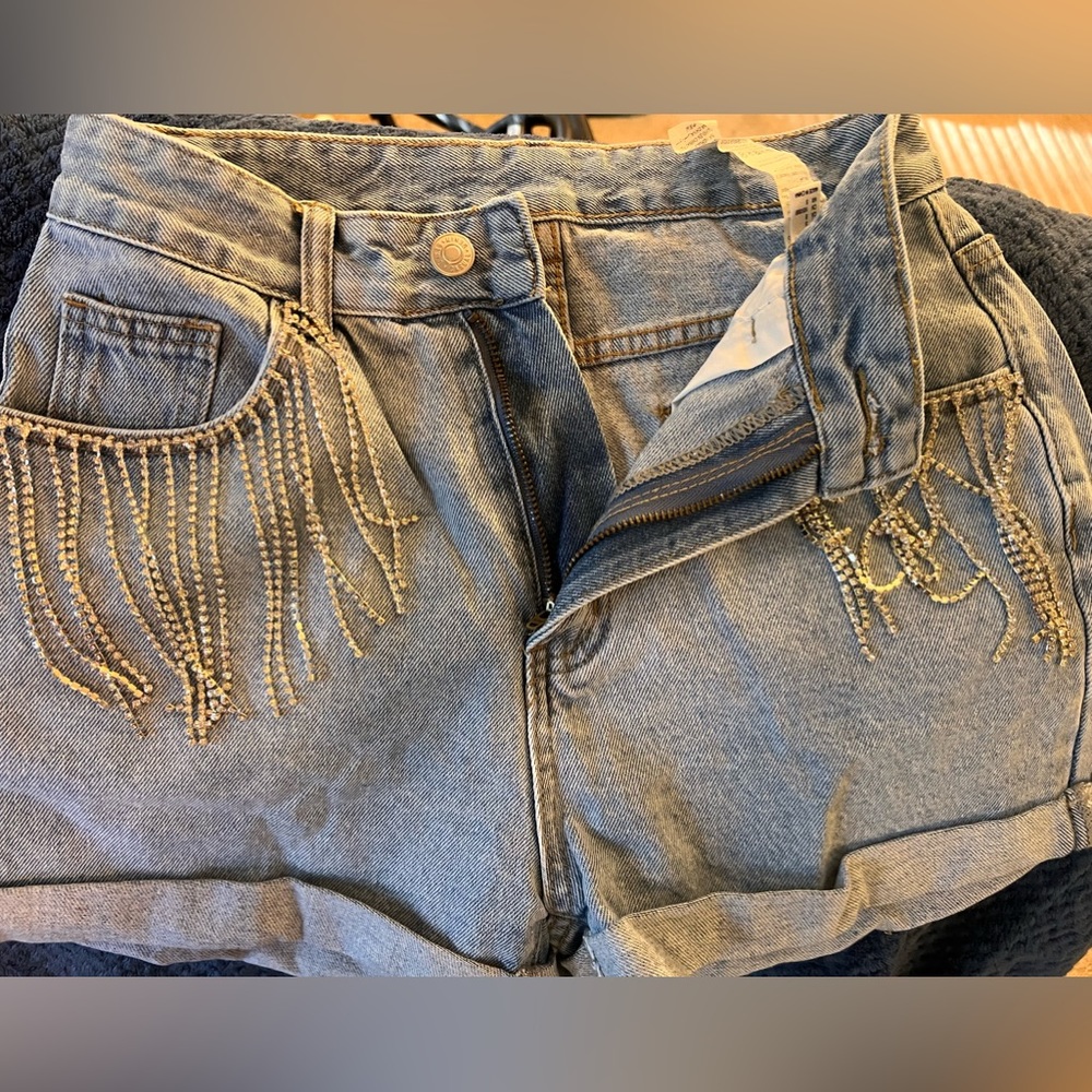 Fringe Rhinestone Shorts - Picture 2 of 3